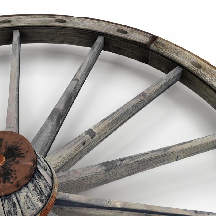 Old Wooden Wagon Wheel 3D