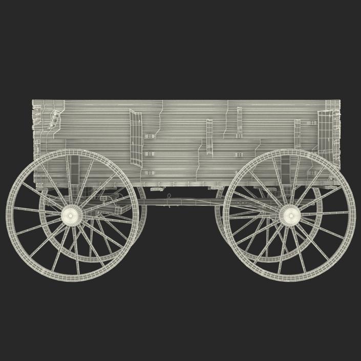 3D Old Wooden Wagon 2 model