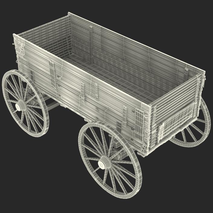 3D Old Wooden Wagon 2 model