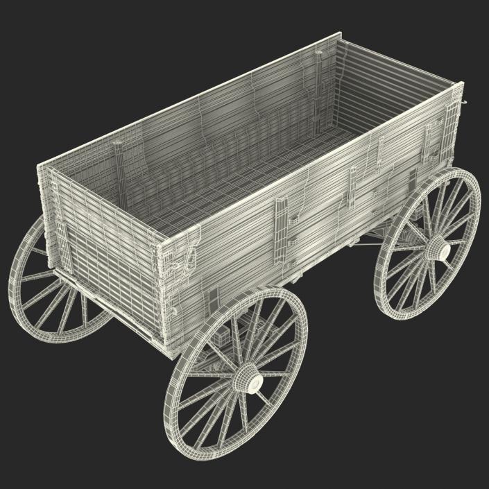 3D Old Wooden Wagon 2 model