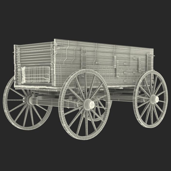 3D Old Wooden Wagon 2 model