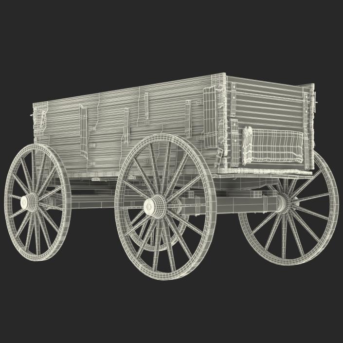 3D Old Wooden Wagon 2 model