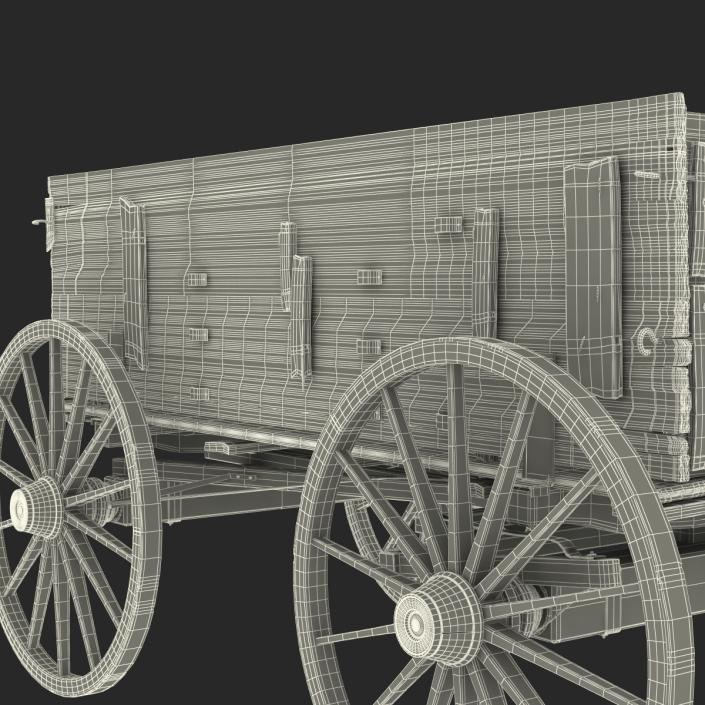 3D Old Wooden Wagon 2 model