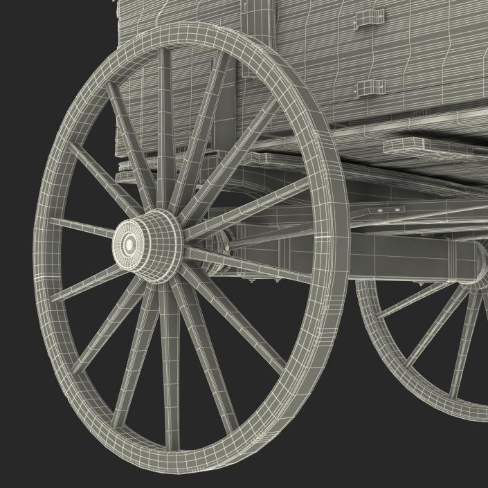 3D Old Wooden Wagon 2 model