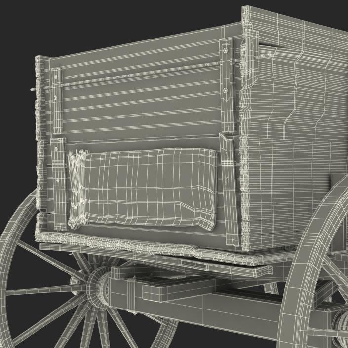 3D Old Wooden Wagon 2 model