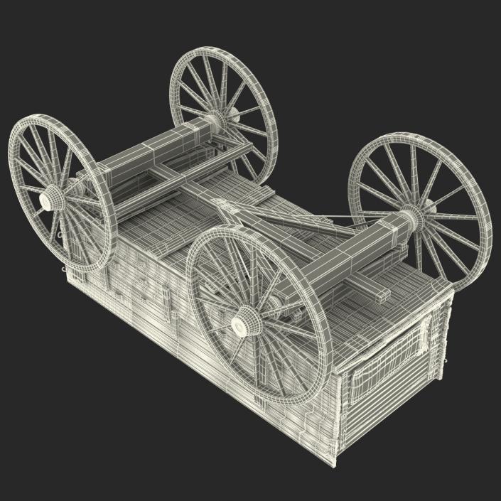 3D Old Wooden Wagon 2 model