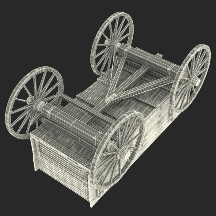 3D Old Wooden Wagon 2 model