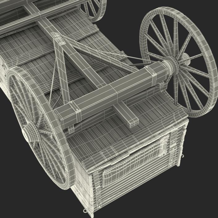 3D Old Wooden Wagon 2 model