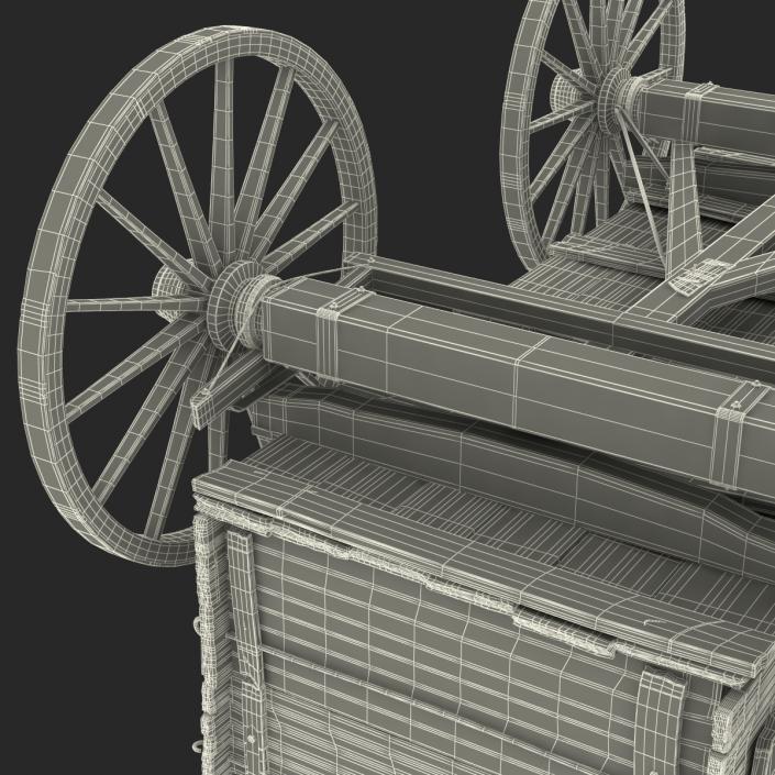 3D Old Wooden Wagon 2 model