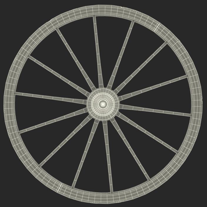 Old Wooden Wagon Wheel 3D