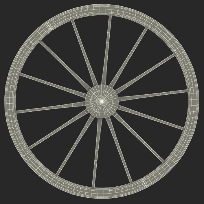 Old Wooden Wagon Wheel 3D