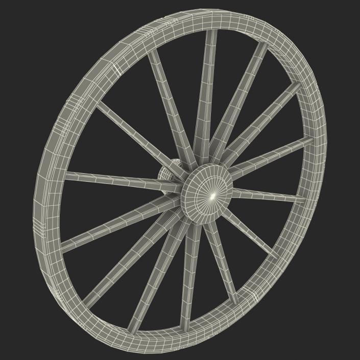 Old Wooden Wagon Wheel 3D