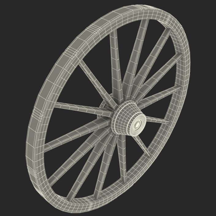 Old Wooden Wagon Wheel 3D