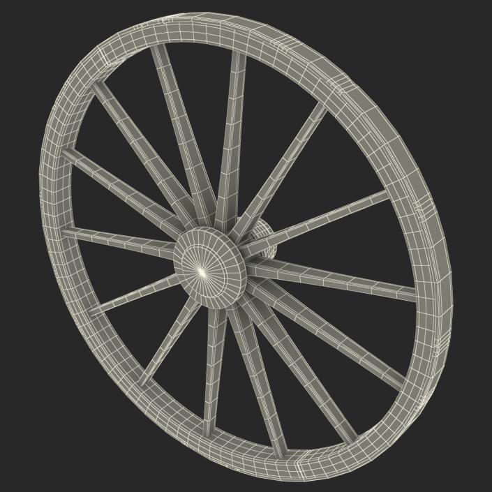 Old Wooden Wagon Wheel 3D