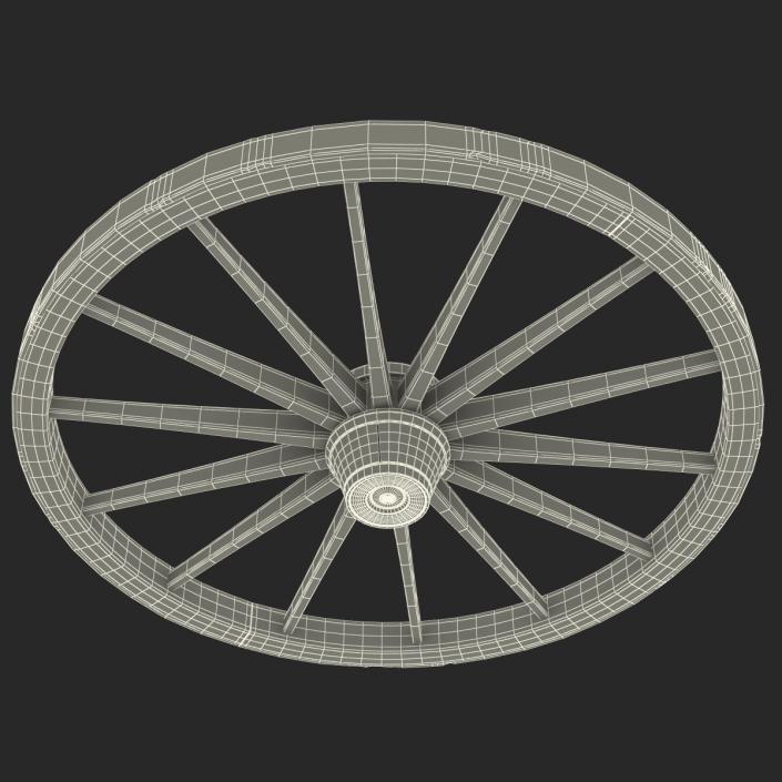 Old Wooden Wagon Wheel 3D