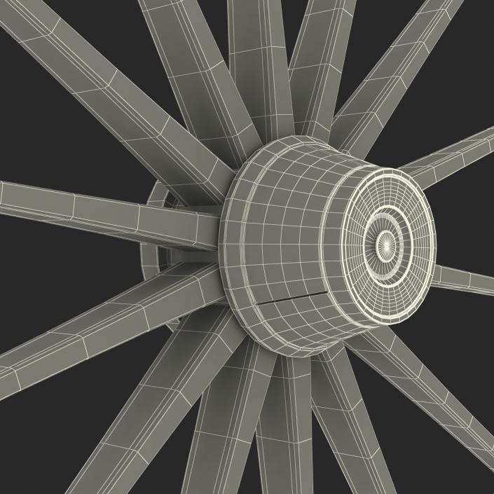 Old Wooden Wagon Wheel 3D