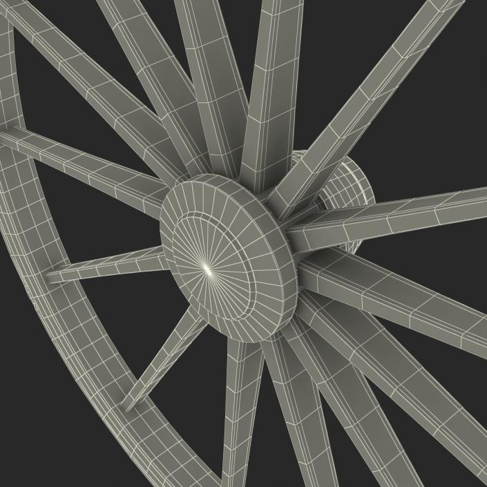 Old Wooden Wagon Wheel 3D