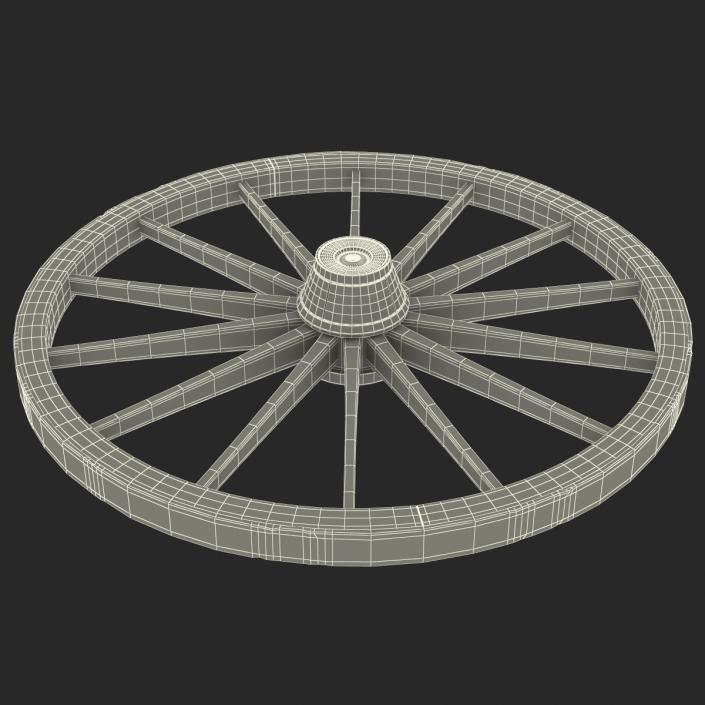 Old Wooden Wagon Wheel 3D