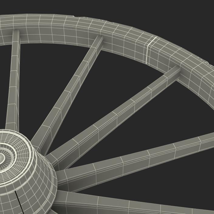 Old Wooden Wagon Wheel 3D