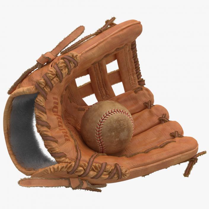 3D Baseball Glove And Ball model