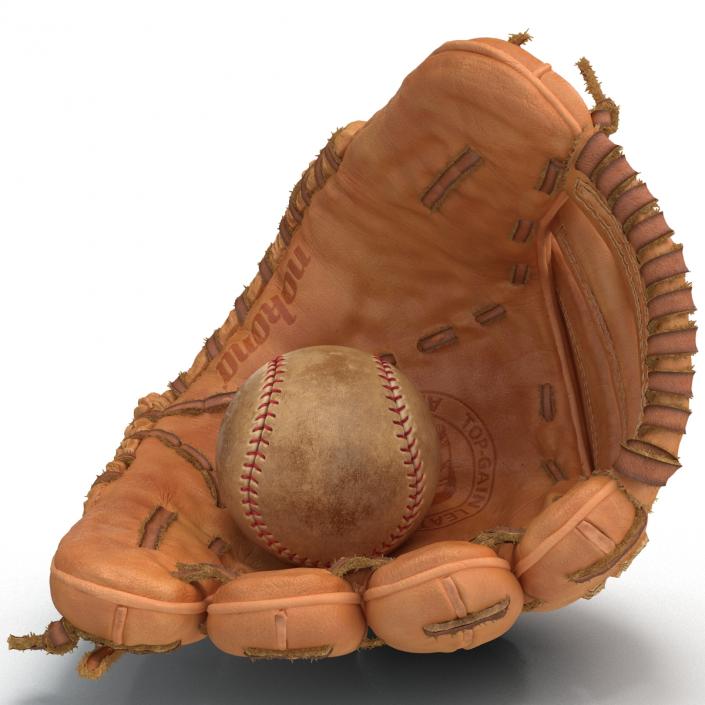 3D Baseball Glove And Ball model