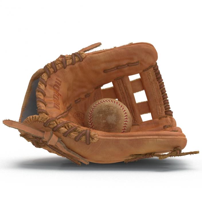 3D Baseball Glove And Ball model