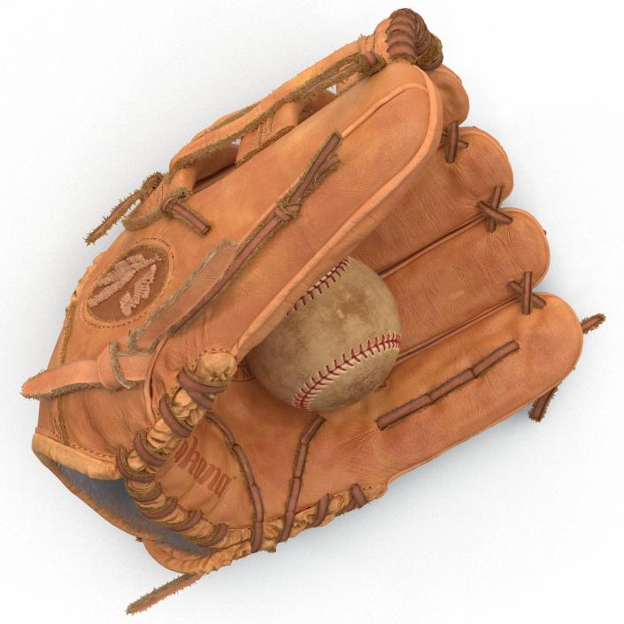 3D Baseball Glove And Ball model