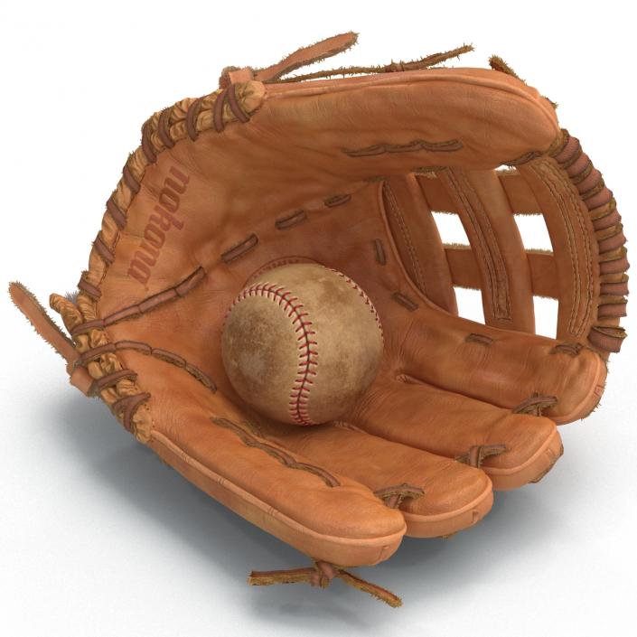 3D Baseball Glove And Ball model