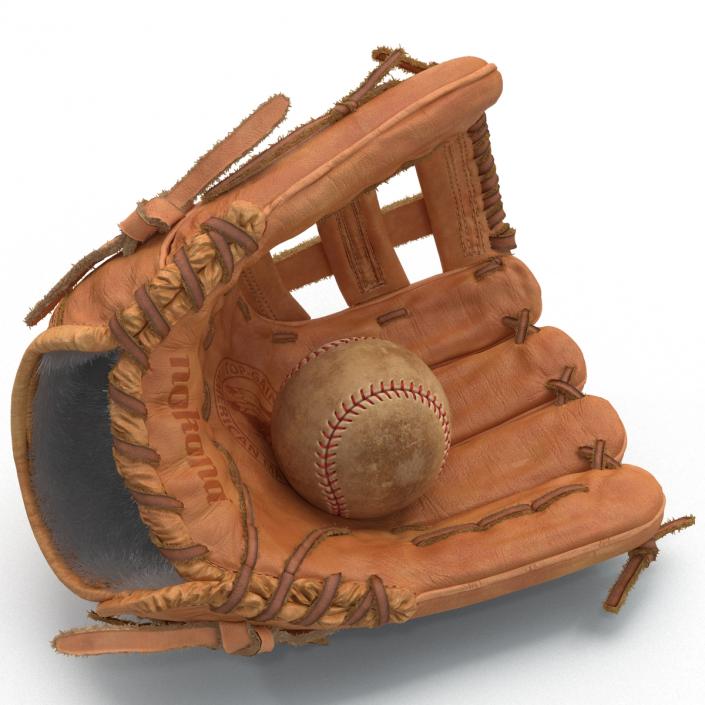 3D Baseball Glove And Ball model