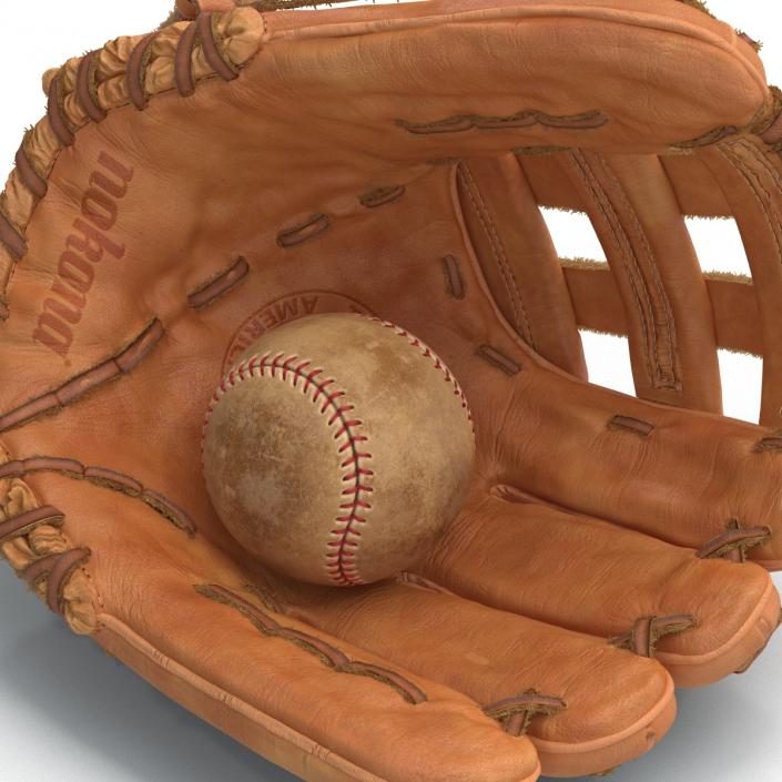 3D Baseball Glove And Ball model