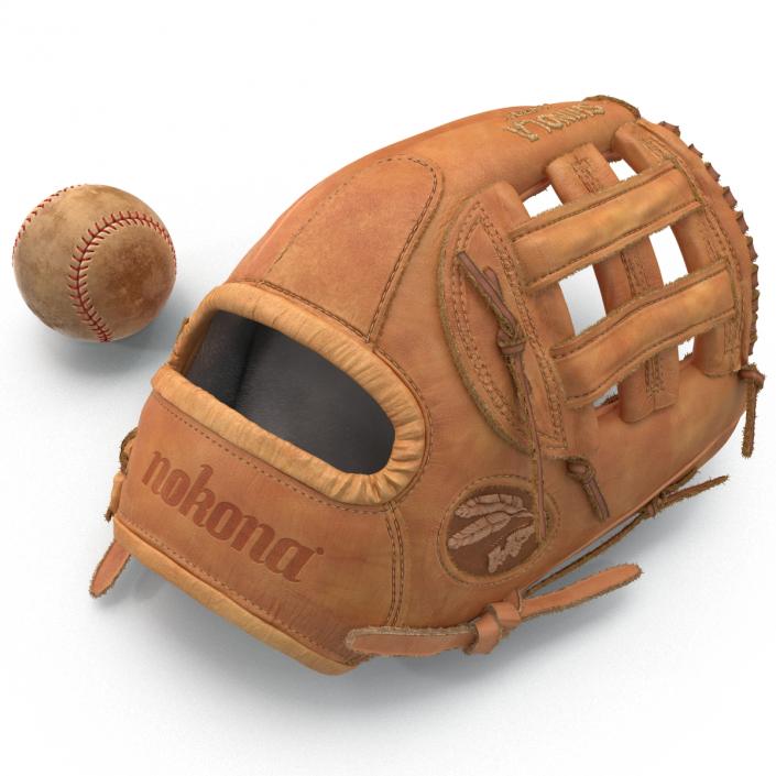 3D Baseball Glove And Ball model
