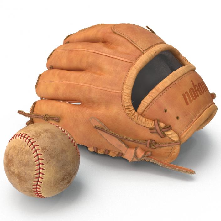 3D Baseball Glove And Ball model