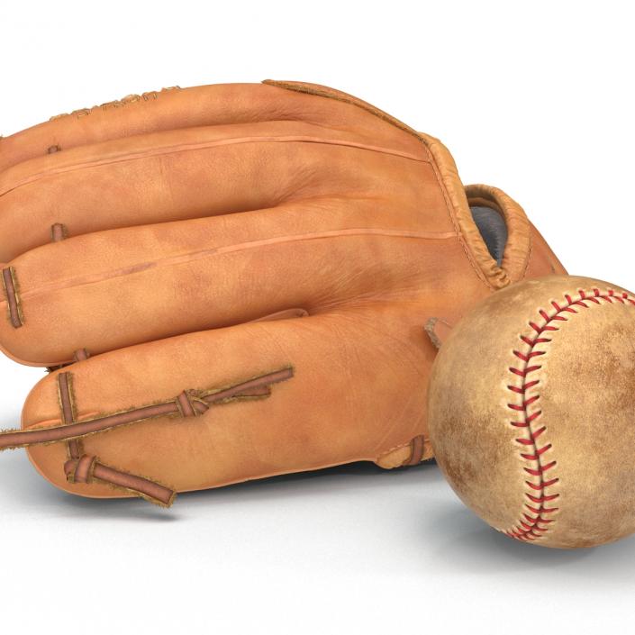 3D Baseball Glove And Ball model