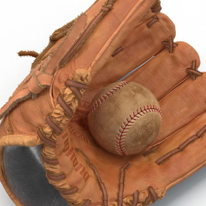 3D Baseball Glove And Ball model