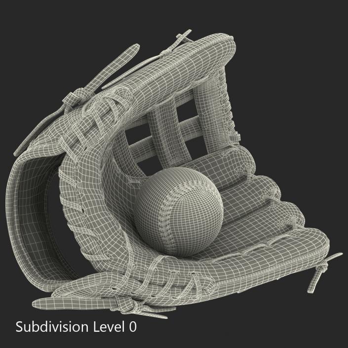 3D Baseball Glove And Ball model