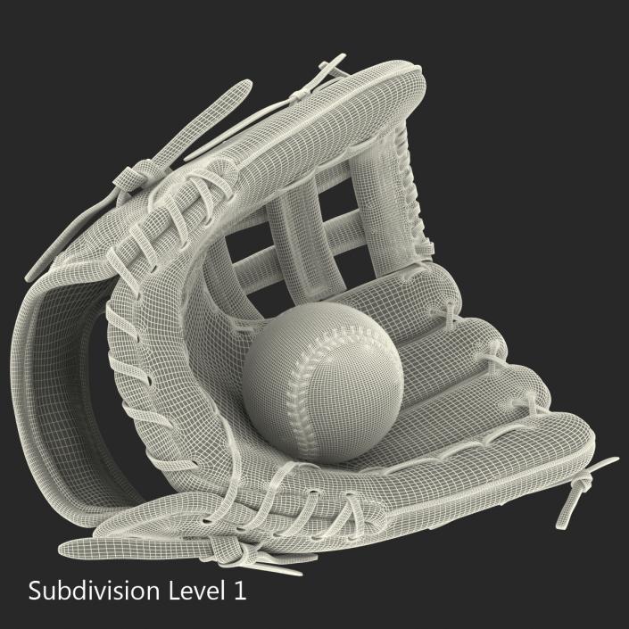 3D Baseball Glove And Ball model