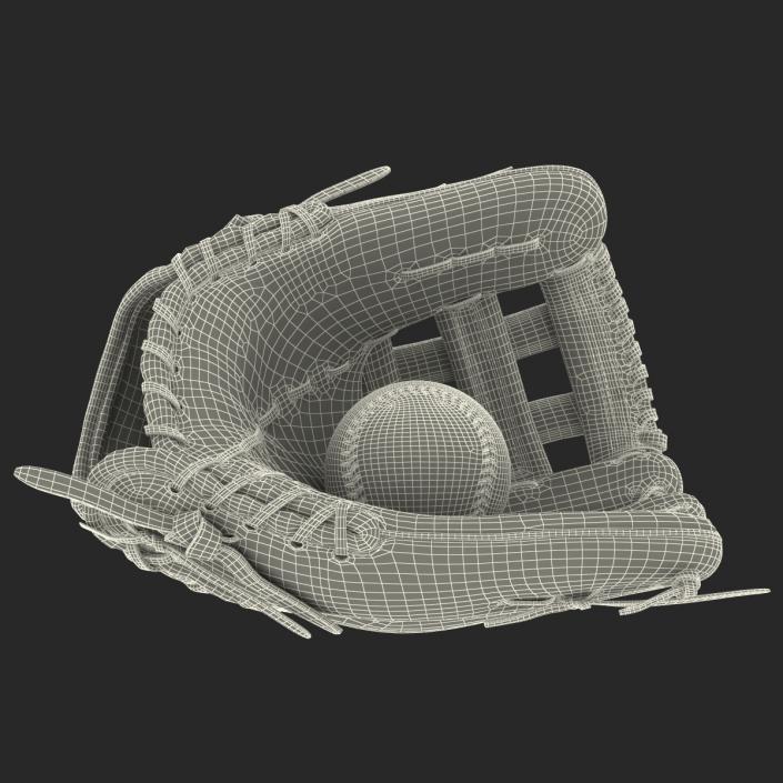 3D Baseball Glove And Ball model