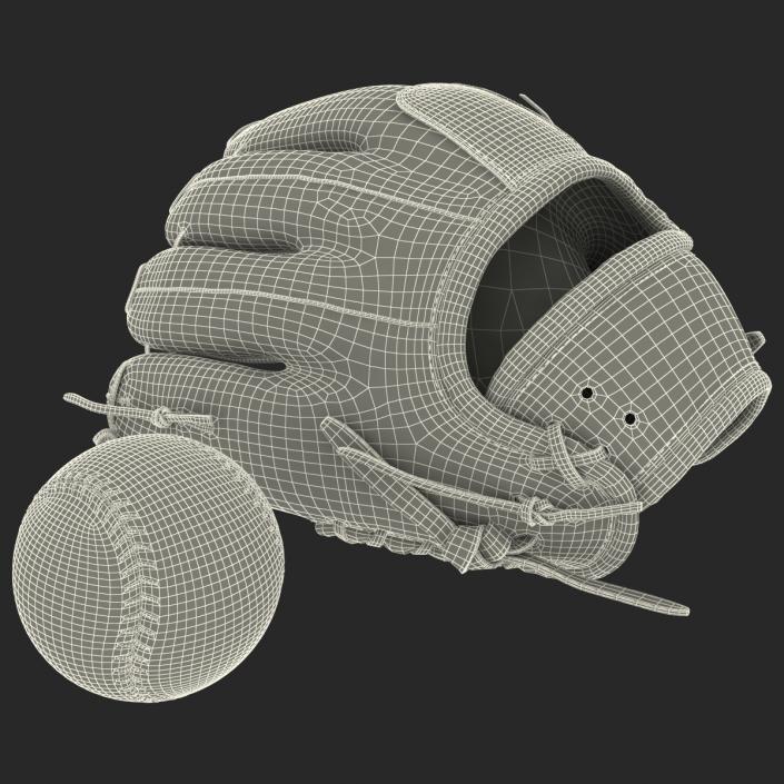 3D Baseball Glove And Ball model