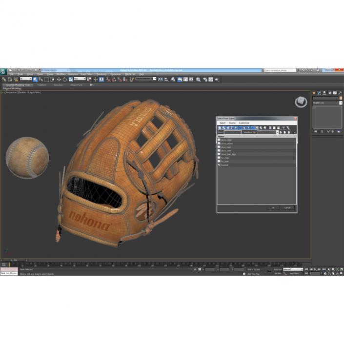 3D Baseball Glove And Ball model