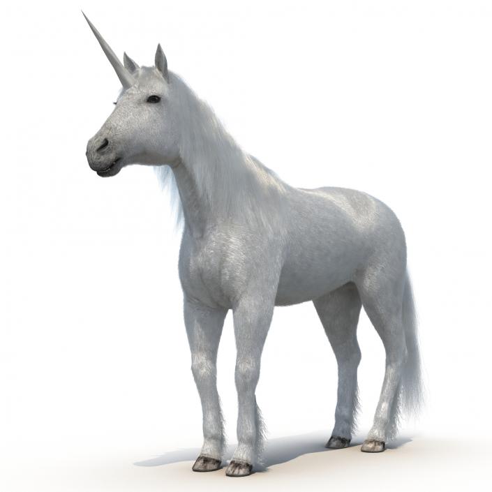 3D Unicorn with Fur 2 model