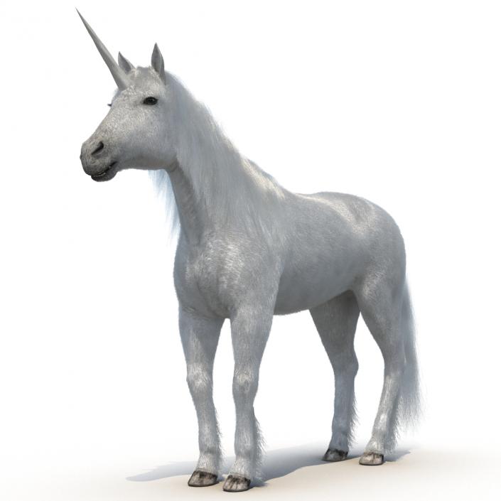 3D Unicorn with Fur 2 model