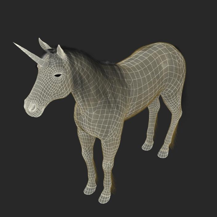 3D Unicorn with Fur 2 model