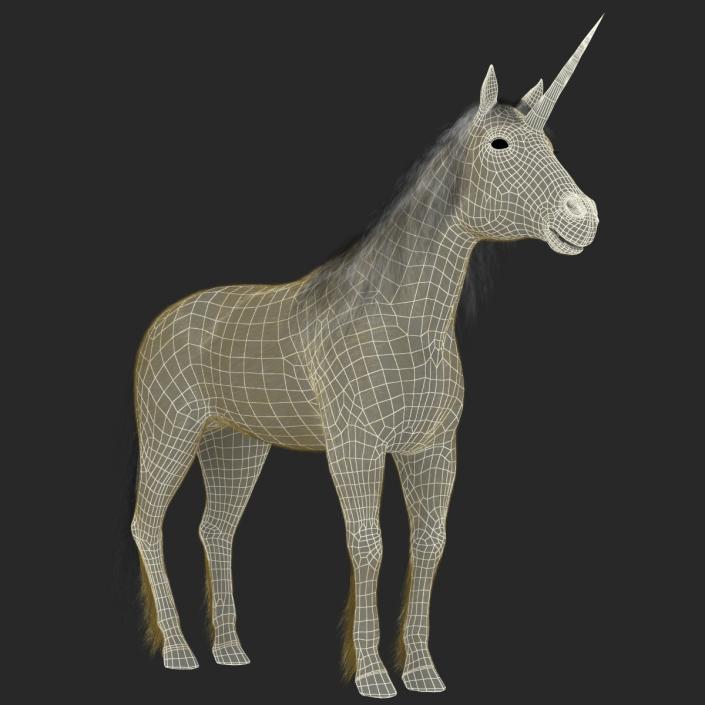 3D Unicorn with Fur 2 model