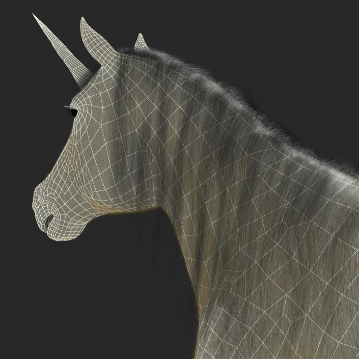 3D Unicorn with Fur 2 model