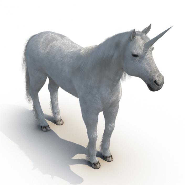 3D Unicorn with Fur 2 model