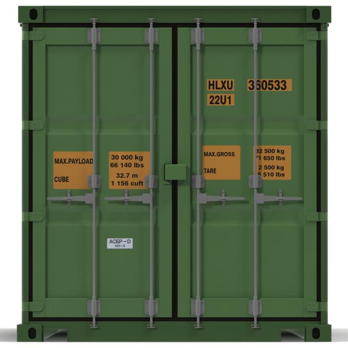 3D 45 ft High Cube Container Green