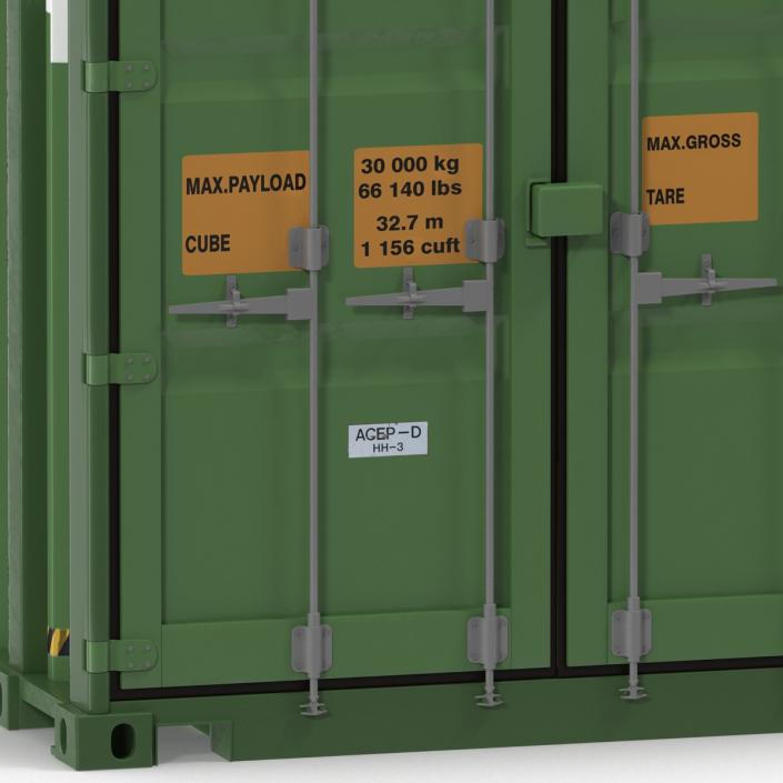 3D 45 ft High Cube Container Green