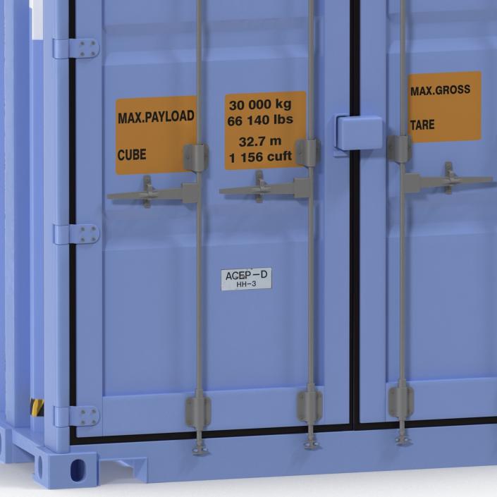 3D model 45 ft High Cube Container Blue