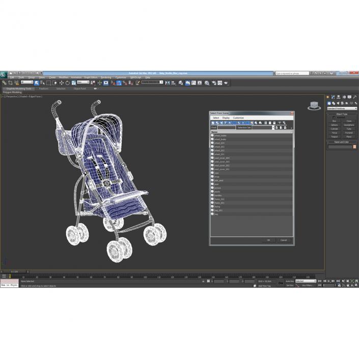 3D Baby Stroller Blue model