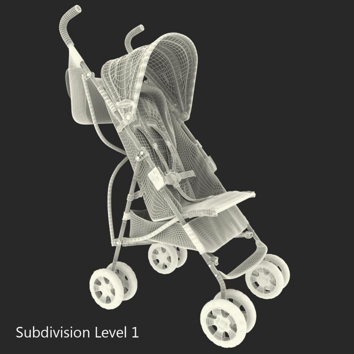 Baby Stroller Green 3D model